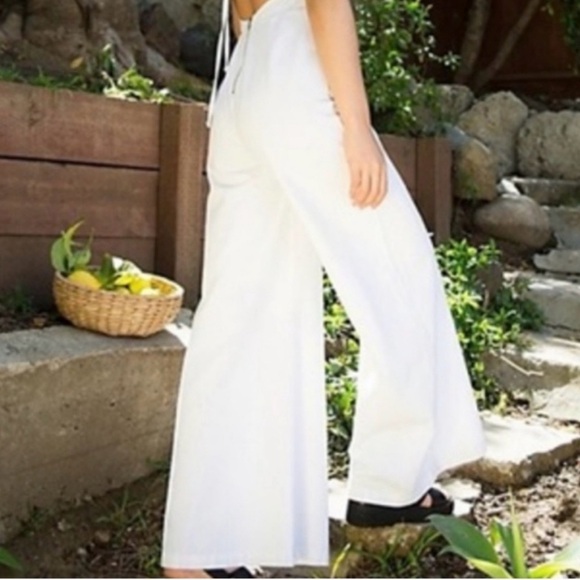 Free People white halter neck, open back, wide leg jumpsuit - Picture 2 of 5